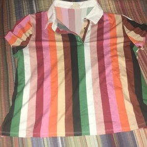Short sleeve collared multi colored shirt